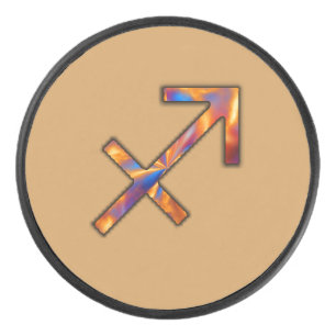 Sagittarius Zodiac Symbol Elmt by K Yoncich Hockey Puck