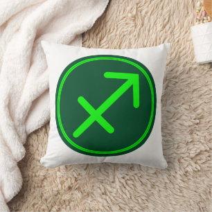 Sagittarius Zodiac Symbol Green Mix Throw Pillow