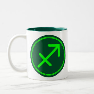 Sagittarius Zodiac Symbol Green Mix Two-Tone Coffee Mug