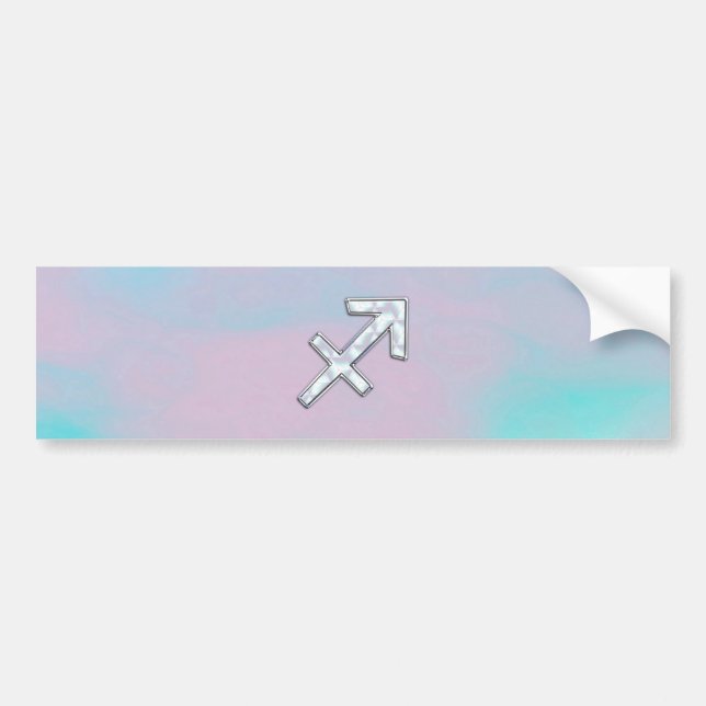 Sagittarius Zodiac Symbol Mother of Pearl Style Bumper Sticker (Front)