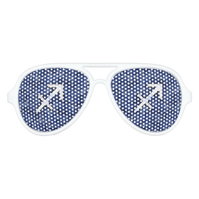 Sagittarius Zodiac Symbol NavyDigital Camouflage Aviator Sunglasses (Front)