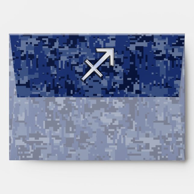 Sagittarius Zodiac Symbol NavyDigital Camouflage Envelopes (Back (Top Flap))