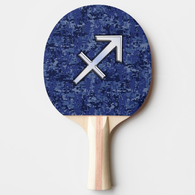 Sagittarius Zodiac Symbol NavyDigital Camouflage Ping Pong Paddle (Front)