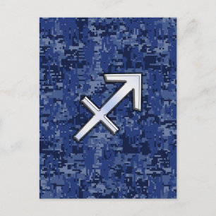 Sagittarius Zodiac Symbol NavyDigital Camouflage Postcard