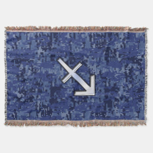 Sagittarius Zodiac Symbol NavyDigital Camouflage Throw Blanket