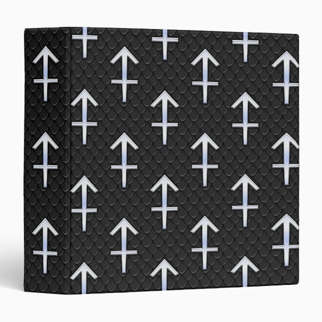 Sagittarius Zodiac Symbol on black snake skin Binder (Front/Spine)
