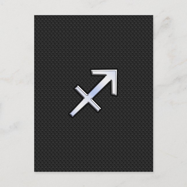 Sagittarius Zodiac Symbol on black snake skin Postcard (Front)