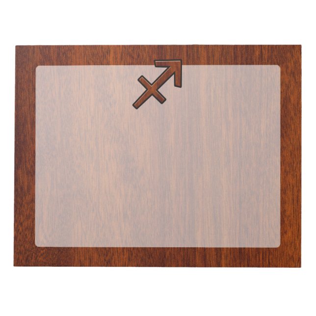 Sagittarius Zodiac Symbol on Mahogany Wood Decor Notepad (Front)