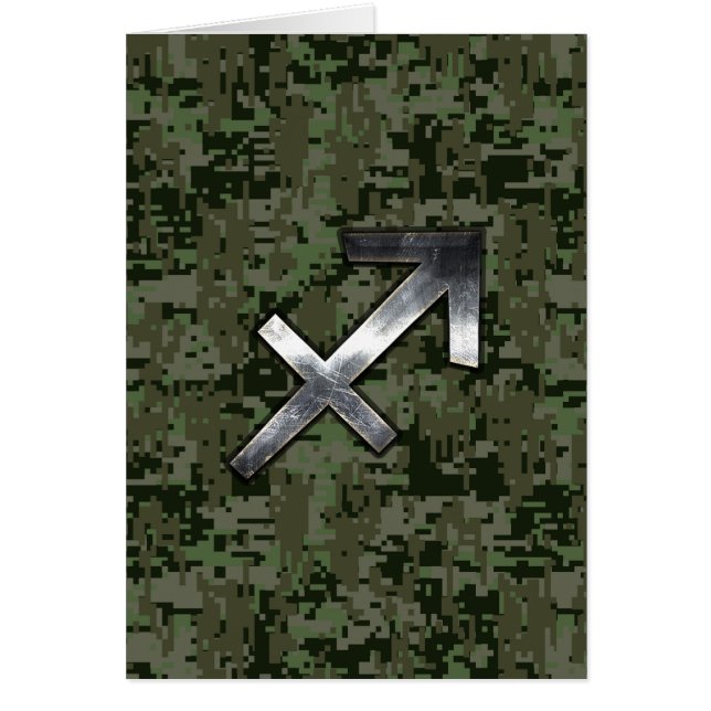 Sagittarius Zodiac Symbol on Woodland Digital Camo (Front)