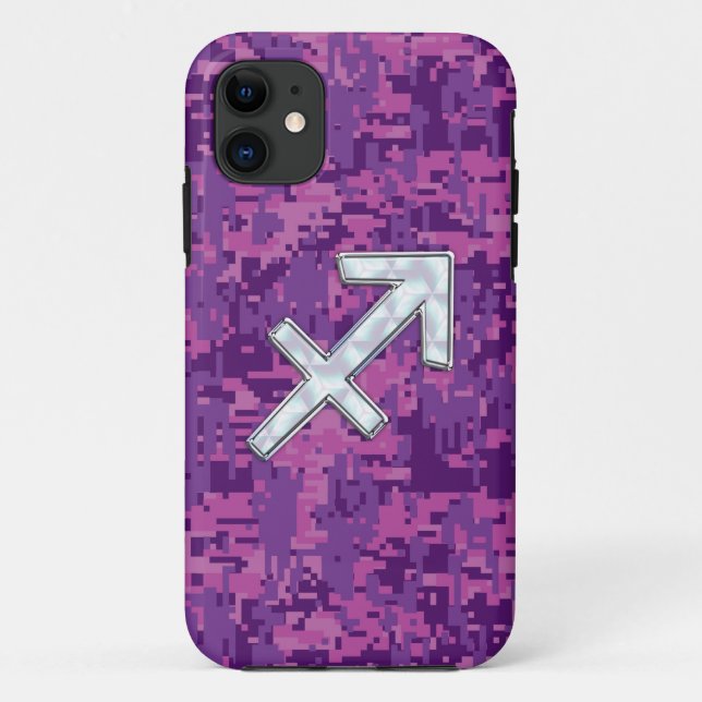 Sagittarius Zodiac Symbol Pink Digital Camouflage Case-Mate iPhone Case (Back)