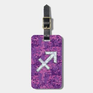 Sagittarius Zodiac Symbol Pink Digital Camouflage Luggage Tag
