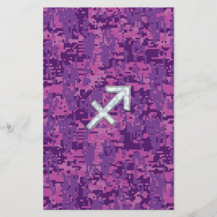 Sagittarius Zodiac Symbol Pink Digital Camouflage Stationery