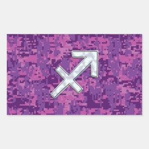 Sagittarius Zodiac Symbol Pink Digital Camouflage Sticker