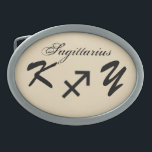 Sagittarius Zodiac Symbol Standard by K Yoncich Oval Belt Buckle<br><div class="desc">Sagittarius Zodiac Symbol Standard Belt Buckle.
Images Copyright (C) Kenneth Kenji Yoncich. All Rights Reserved.</div>
