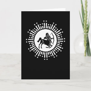 Sagittarius Zodiac Symbol with Starburst Card