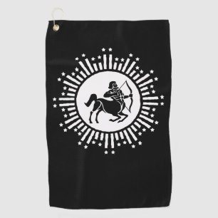 Sagittarius Zodiac Symbol with Starburst Golf Towel