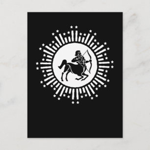 Sagittarius Zodiac Symbol with Starburst Holiday Postcard