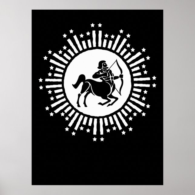 Sagittarius Zodiac Symbol with Starburst Poster (Front)
