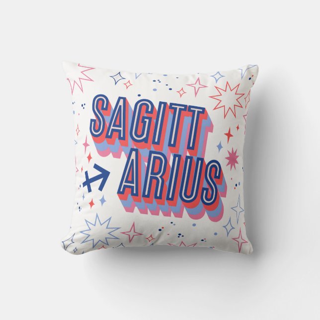 Sagittarius Zodiac Throw Pillow (Front)