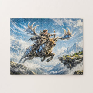 Sagittarius Zodiac with Warrior Riding a Majestic Jigsaw Puzzle