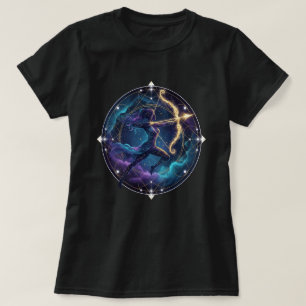 Sagittarius Zodiac Woman – Colourful Archer Silhou T-Shirt