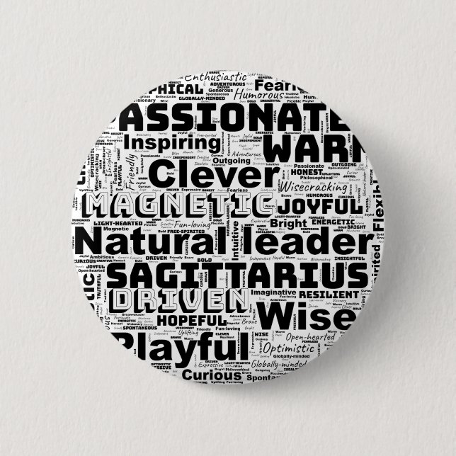 Sagittarius Zodiac Word Cloud Inspiration  2 Inch Round Button (Front)