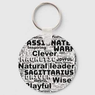Sagittarius Zodiac Word Cloud Inspiration Keychain