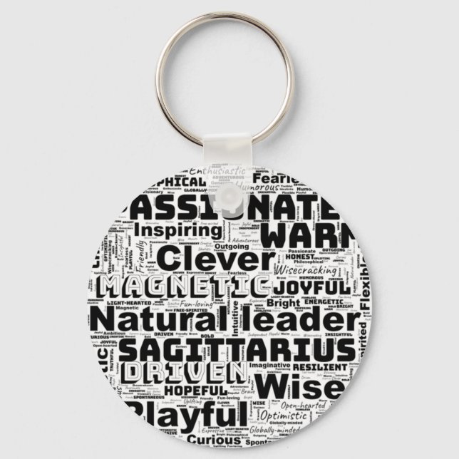 Sagittarius Zodiac Word Cloud Inspiration  Keychain (Front)