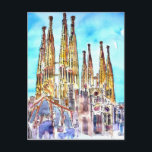 Sagrada Familia Barcelona Postcard<br><div class="desc">painting of the famous church Sagrada Familia in Barcelona</div>