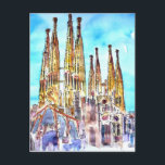 Sagrada Familia Barcelona Postcard<br><div class="desc">painting of the famous church Sagrada Familia in Barcelona</div>