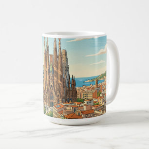Sagrada Familia Barcelona Spain Travel Art Vintage Coffee Mug