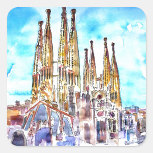 Sagrada Familia Barcelona Square Sticker