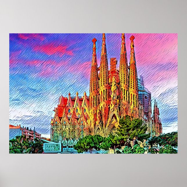 Sagrada Familia, Barcelone, Spain, Poster (Devant)