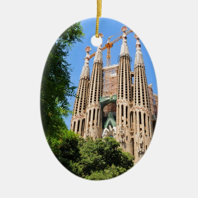 Sagrada Familia in Barcelona, Spain Ceramic Ornament (Front)