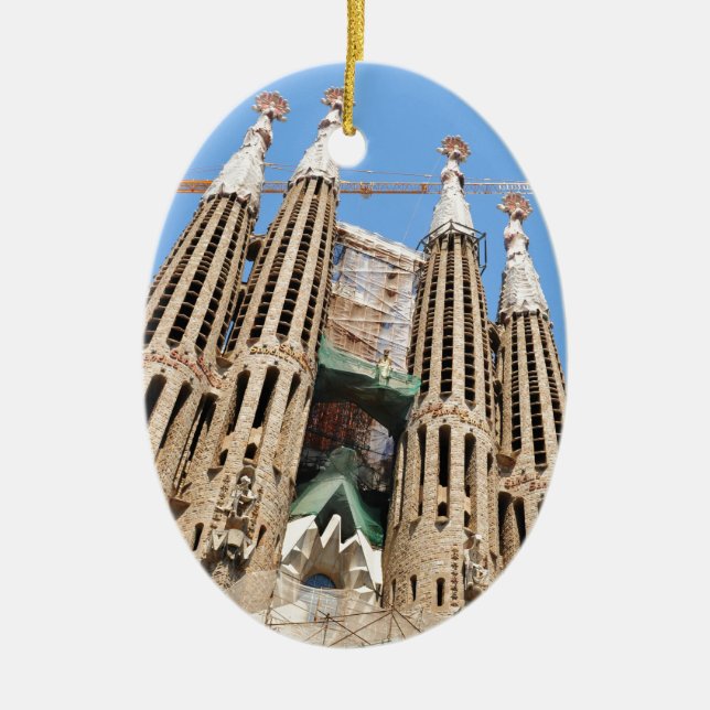 Sagrada Familia in Barcelona, Spain Ceramic Ornament (Front)