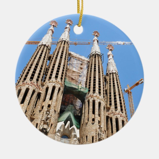 Sagrada Familia in Barcelona, Spain Ceramic Ornament (Front)