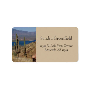 Saguaro Cacti Blue Lake Desert Mountains Arizona L Label