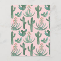 Saguaro Cactus Aloe Watercolor Pattern Simple Chic