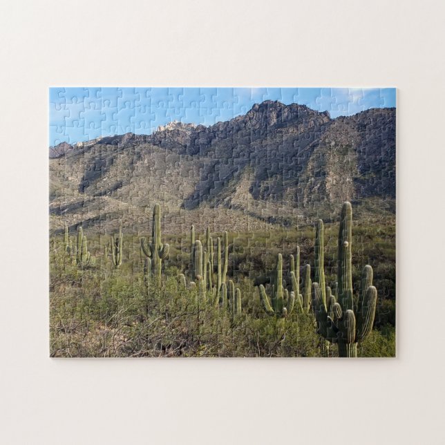 Saguaro Cactus and Catalina Mountains, Tucson AZ Jigsaw Puzzle (Horizontal)