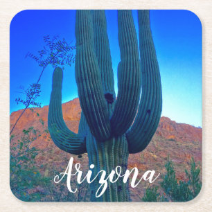 Saguaro Cactus Arizona Square Paper Coaster