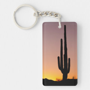 Saguaro Cactus at Sunset Keychain