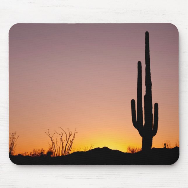 Saguaro Cactus at Sunset Mouse Pad (Front)