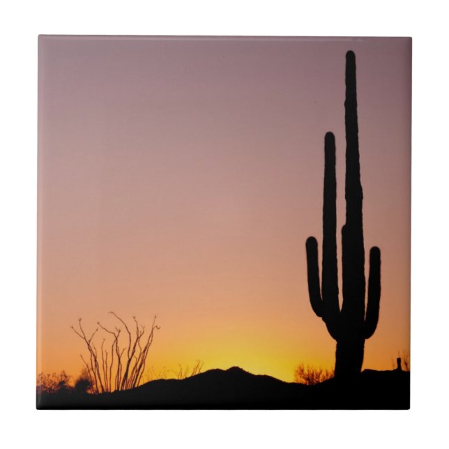 Saguaro Cactus at Sunset Tile (Front)