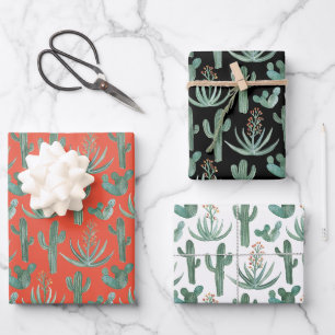 Saguaro Cactus Desert Aloe Plants Holiday Gift  Wrapping Paper Sheet