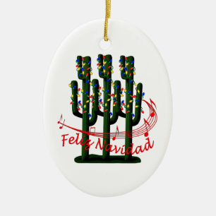Saguaro Cactus Feliz Navidad Christmas Ornament