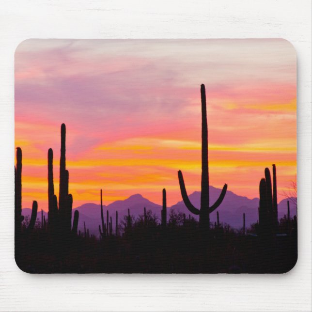 Saguaro Cactus Forest at Sunset Mouse Pad (Front)