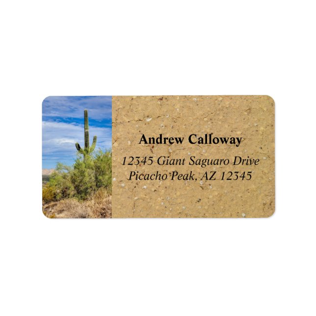 Saguaro Cactus Green Palo Verde Trees Arizona Label (Front)