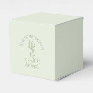 Saguaro Cactus Hand Drawn Green Baby Shower     Favor Box