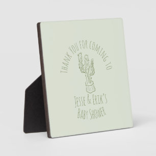 Saguaro Cactus Hand Drawn Green Baby Shower    Plaque