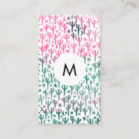 Saguaro Cactus Moon Stars Pattern Pink INITIALS